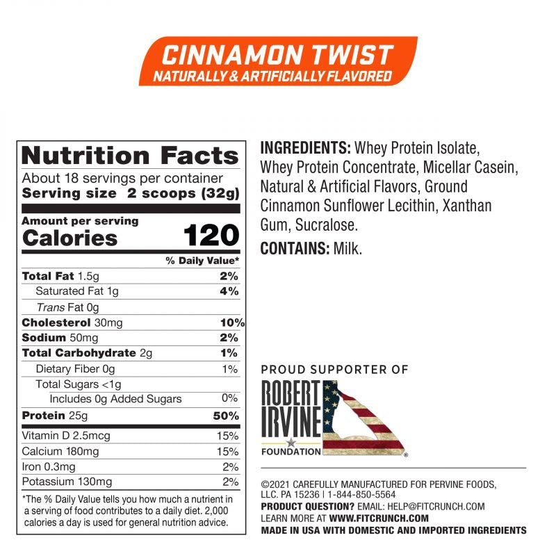 
                  
                    FITCRUNCH Cinnamon Twist Protein Powder (18 servings)
                  
                