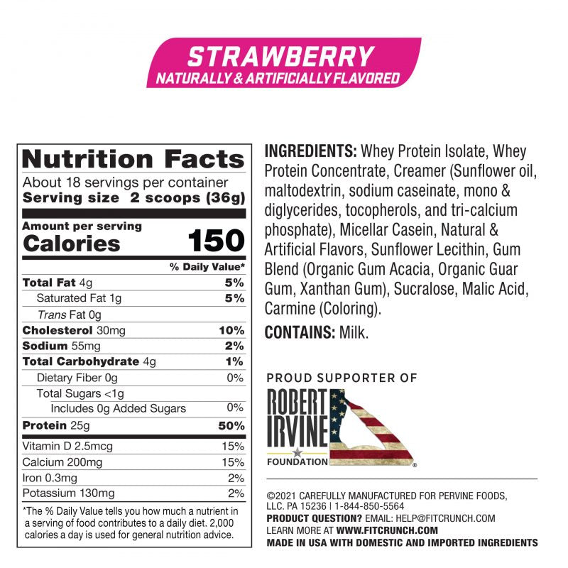 
                  
                    FITCRUNCH Strawberry Protein Powder (18 servings)
                  
                