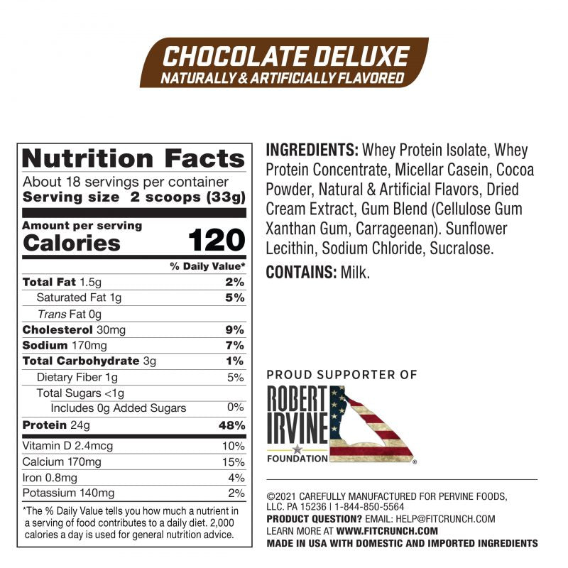 
                  
                    FITCRUNCH Chocolate Deluxe Protein Powder (18 servings)
                  
                