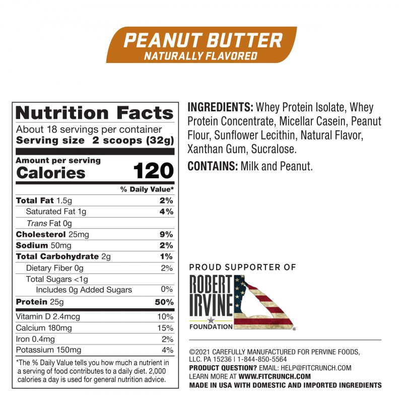 
                  
                    FITCRUNCH Peanut Butter Protein Powder (18 servings)
                  
                