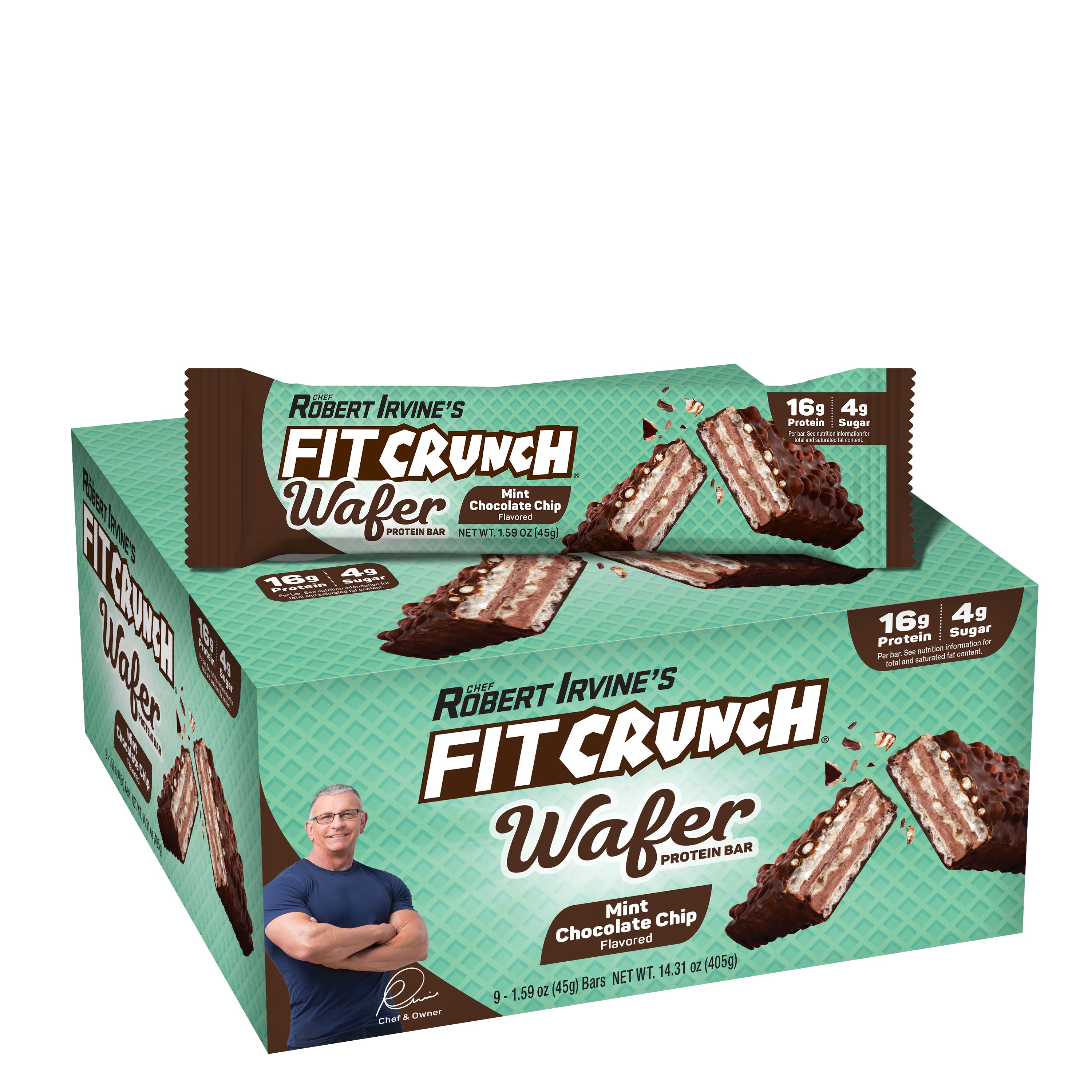 FITCRUNCH Wafer Protein Bars Mint Chocolate Chip (9ct)