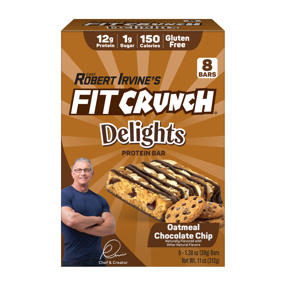 FITCRUNCH Delights Protein Bar (8 Bars, Oatmeal Chocolate Chip)