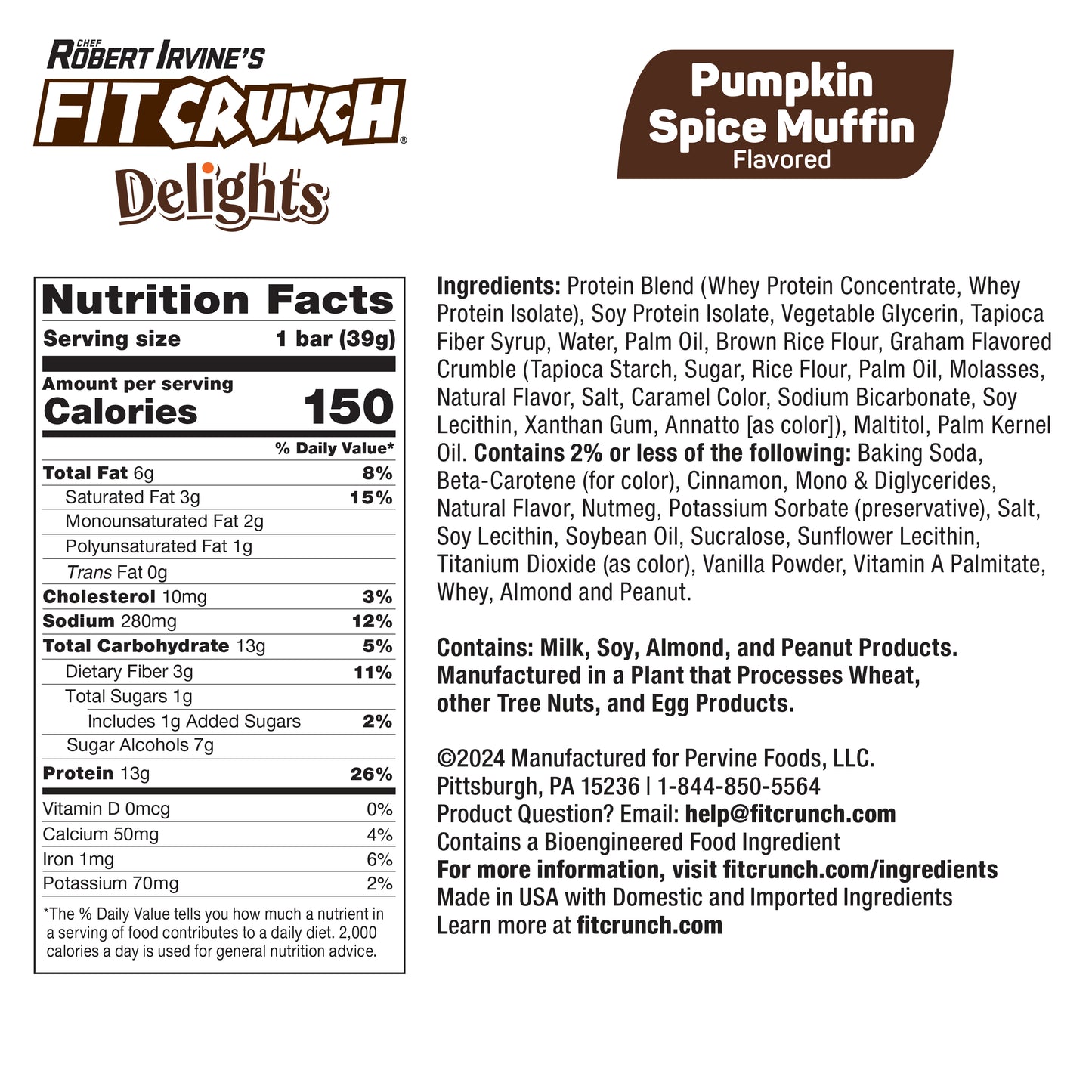 
                  
                    FITCRUNCH Delights Protein Bar (8 Bars, Pumpkin Spice Muffin)
                  
                