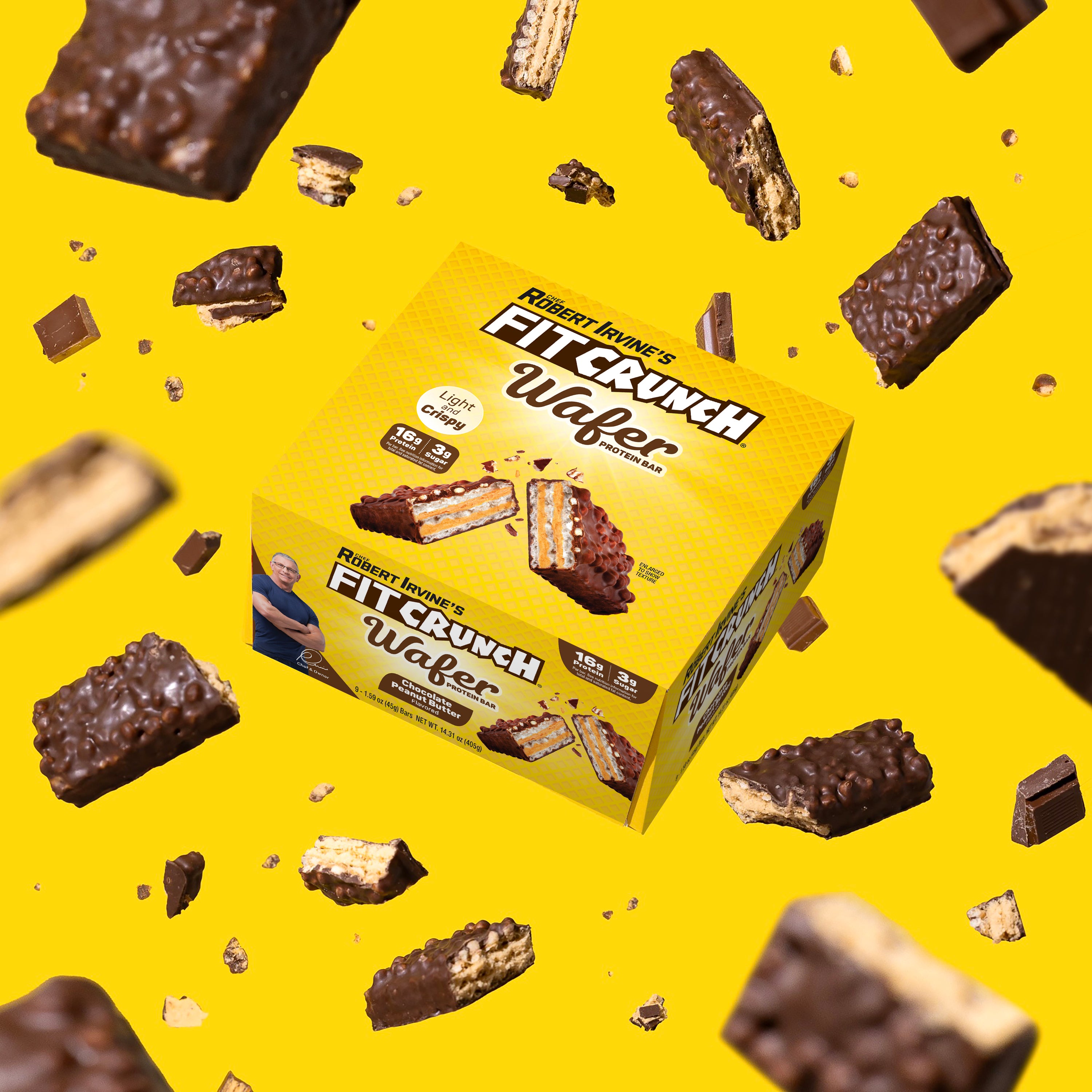 FITCRUNCH Wafer Protein Bars Chocolate Peanut Butter (9ct)
