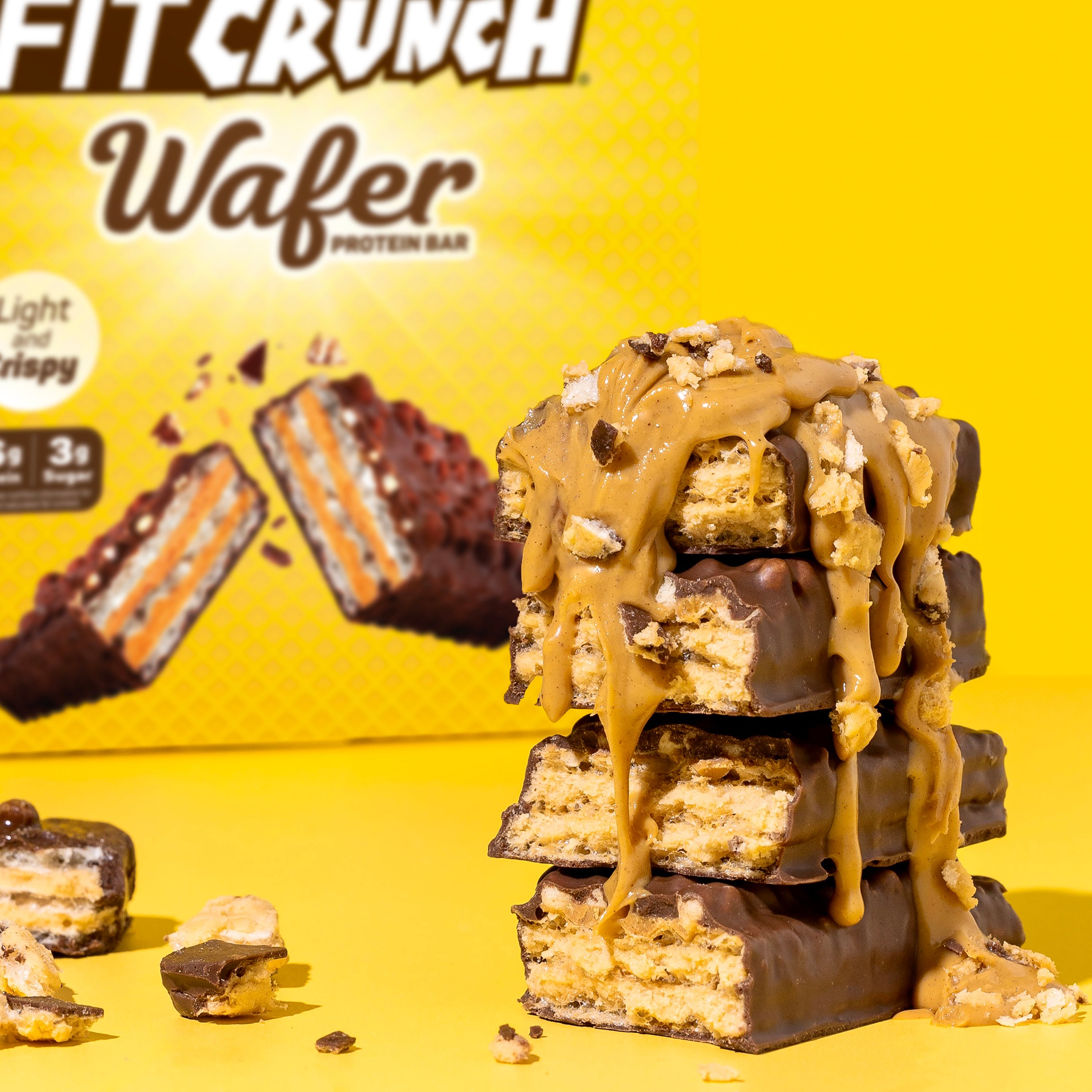 FITCRUNCH Wafer Protein Bars Chocolate Peanut Butter (9ct)