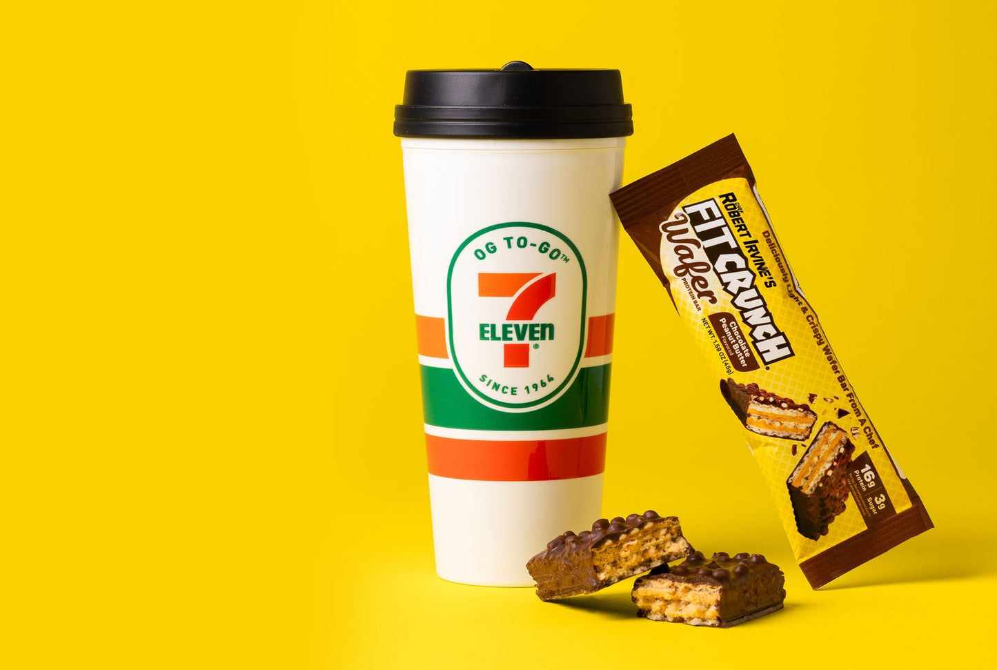 coffee cup and protein bar