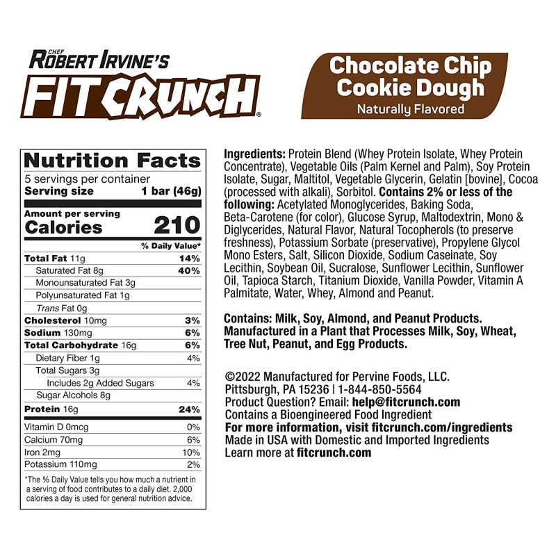 
                  
                    FITCRUNCH Chocolate Chip Cookie Dough (18ct Snack Size)
                  
                