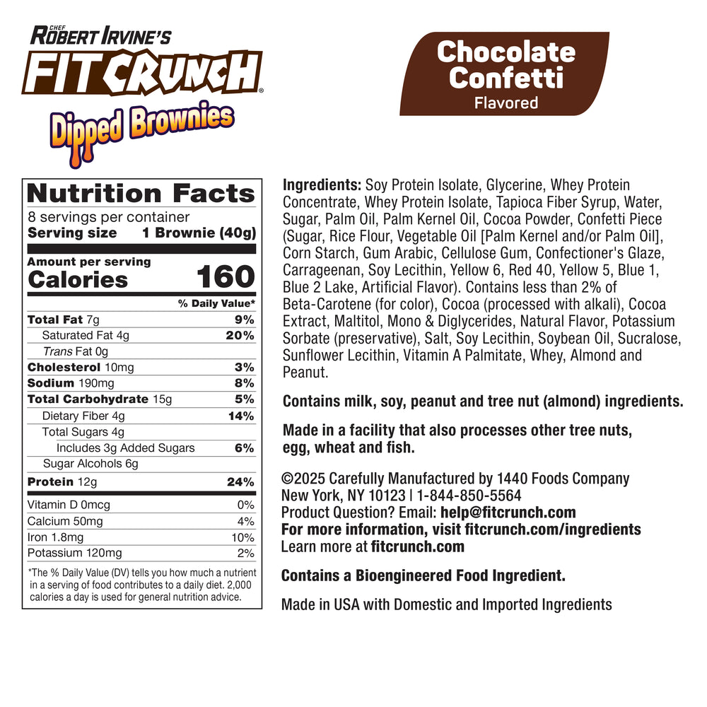 
                  
                    FITCRUNCH Dipped Protein Brownies (8 Brownies, Chocolate Confetti)
                  
                