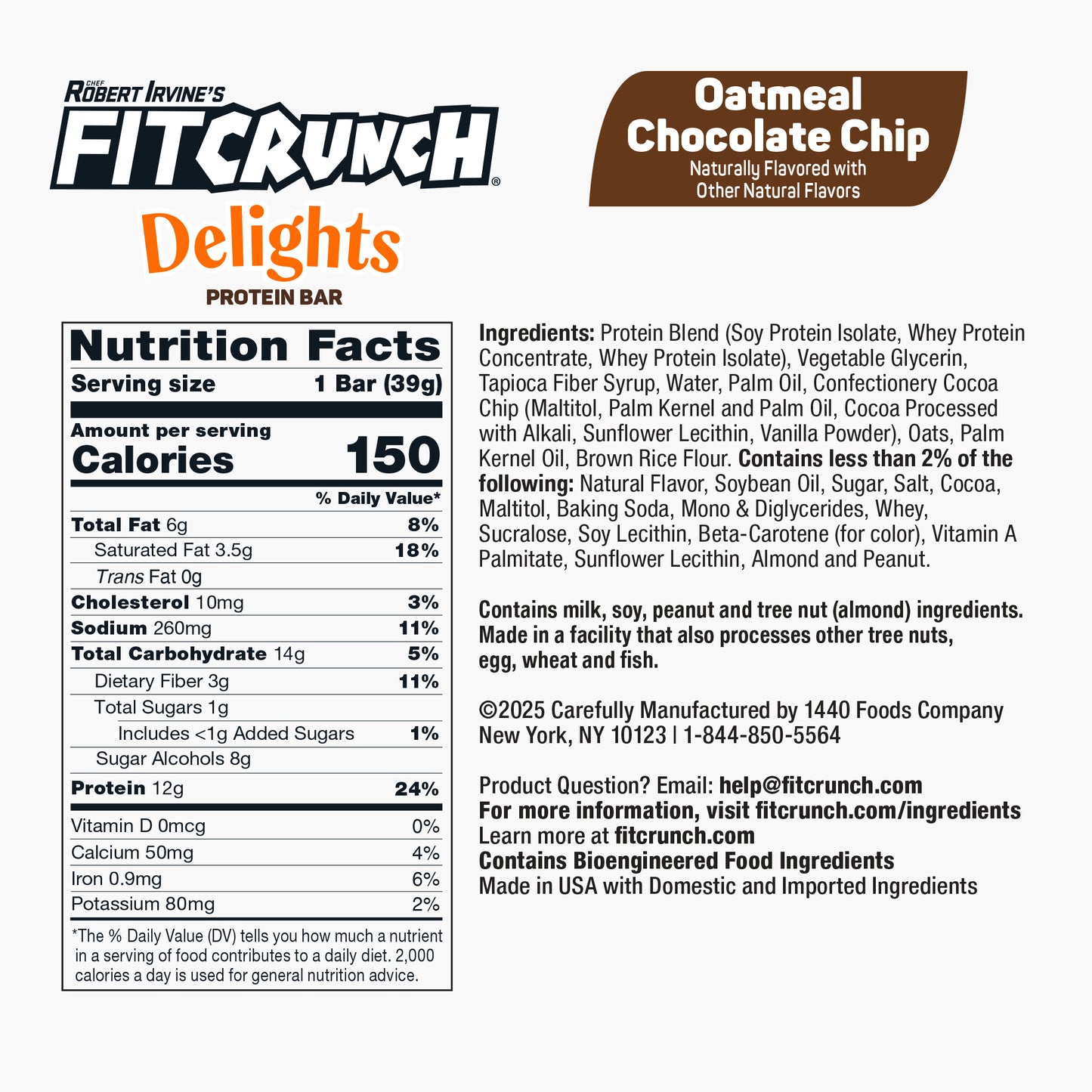 
                  
                    FITCRUNCH Delights Protein Bar (8 Bars, Oatmeal Chocolate Chip)
                  
                