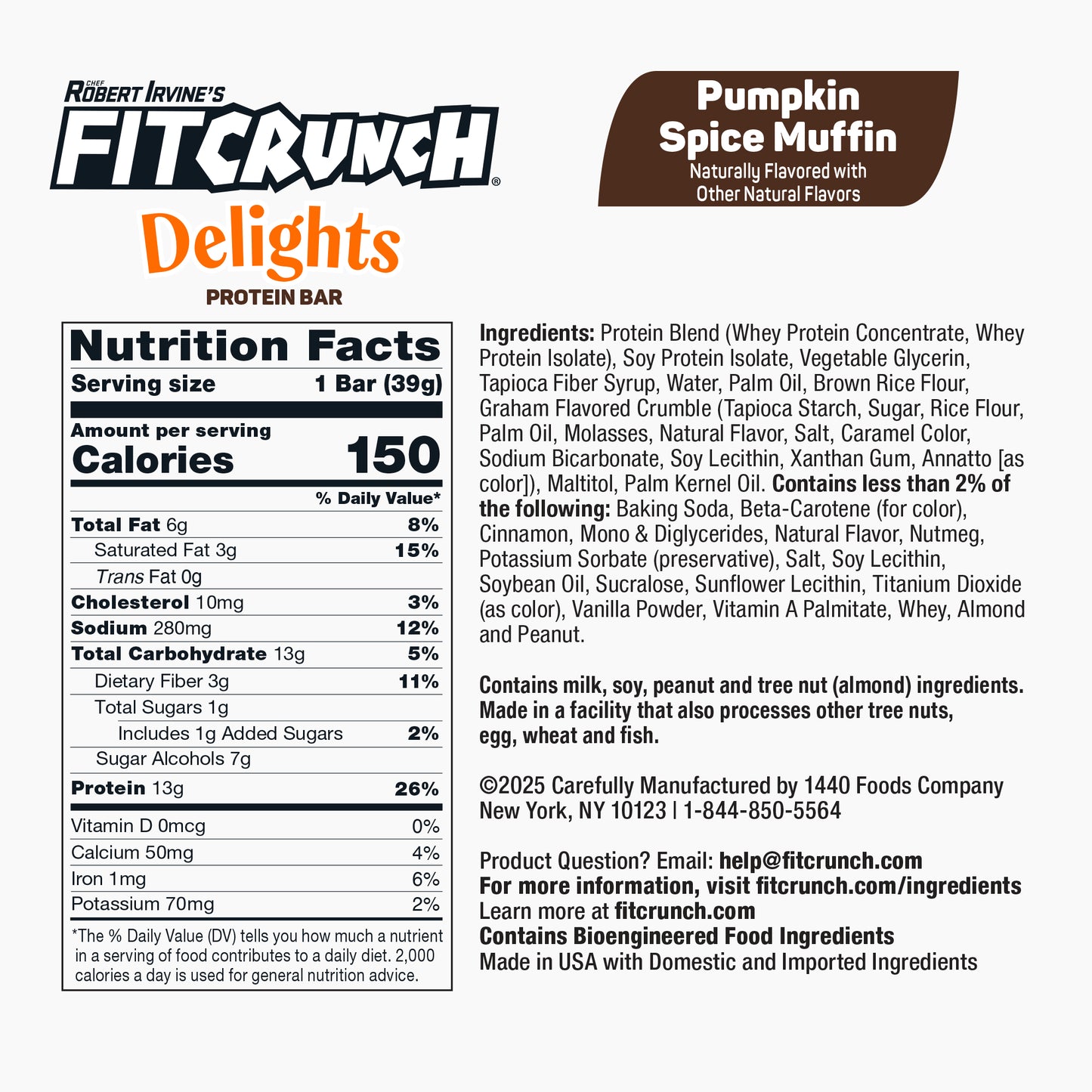 
                  
                    FITCRUNCH Delights Protein Bar (8 Bars, Pumpkin Spice Muffin)
                  
                