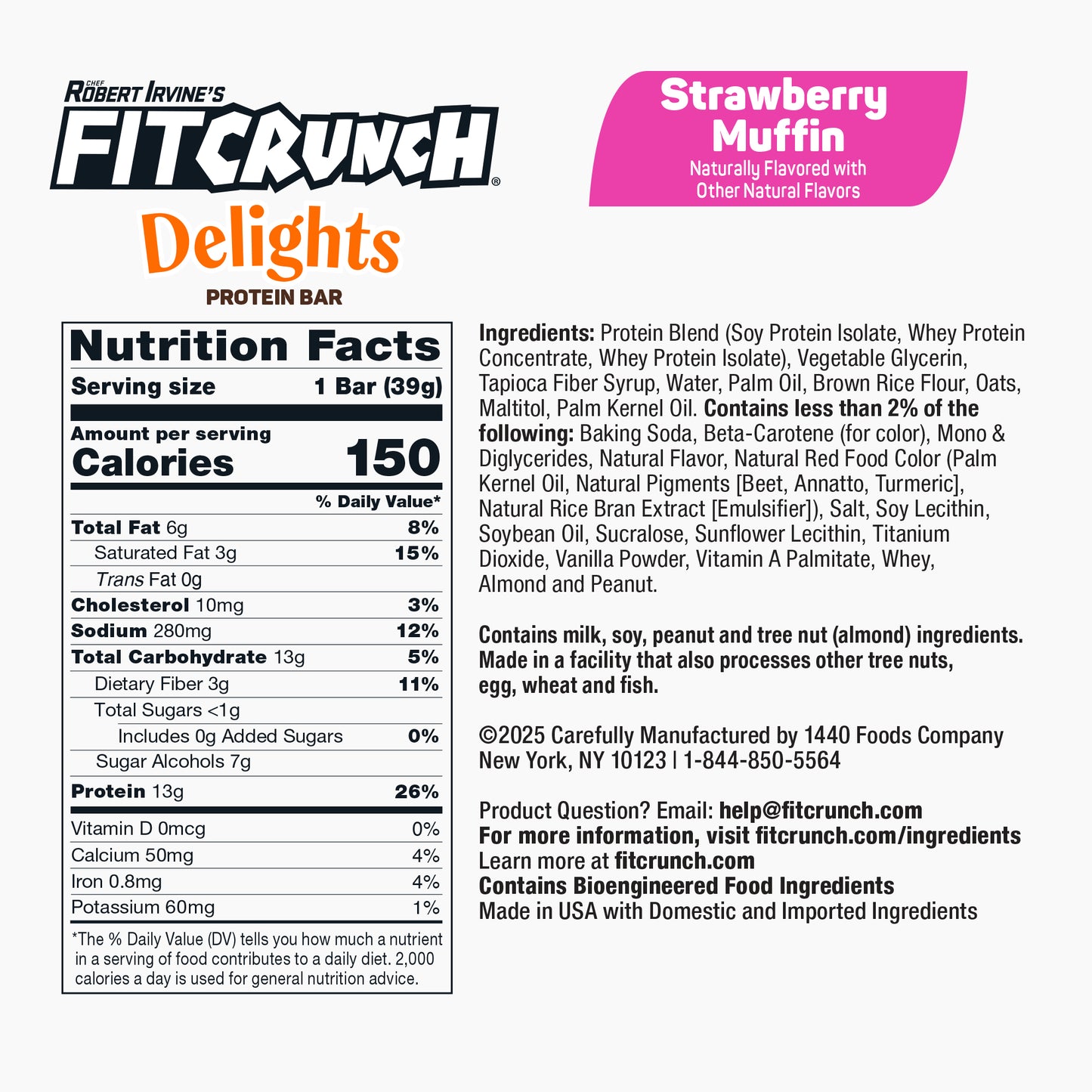 
                  
                    FITCRUNCH Delights Protein Bar (8 Bars, Strawberry Muffin)
                  
                